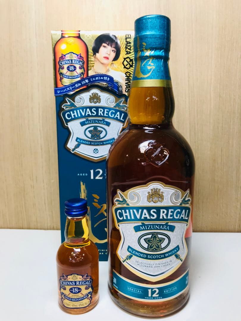 524［未開栓］CHIVAS REGAL 12年 ミズナラ ミニボトル50㎖付き