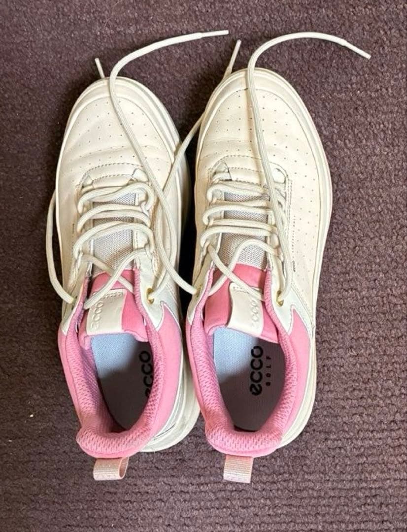 ecco レディースゴルフシューズ　クリーム/ピンク