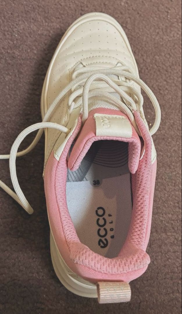 ecco レディースゴルフシューズ　クリーム/ピンク