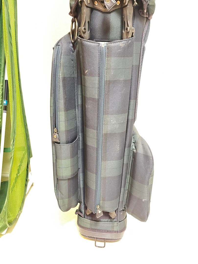 PEARLY GATES ゴルフキャディバッグ 黒・緑のチェック柄