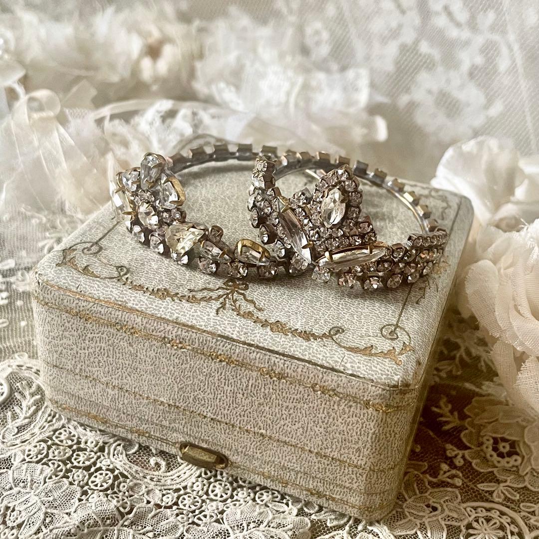 チェコガラスドールティアラB ラインストーン　フランスアンティークヴィンテージ