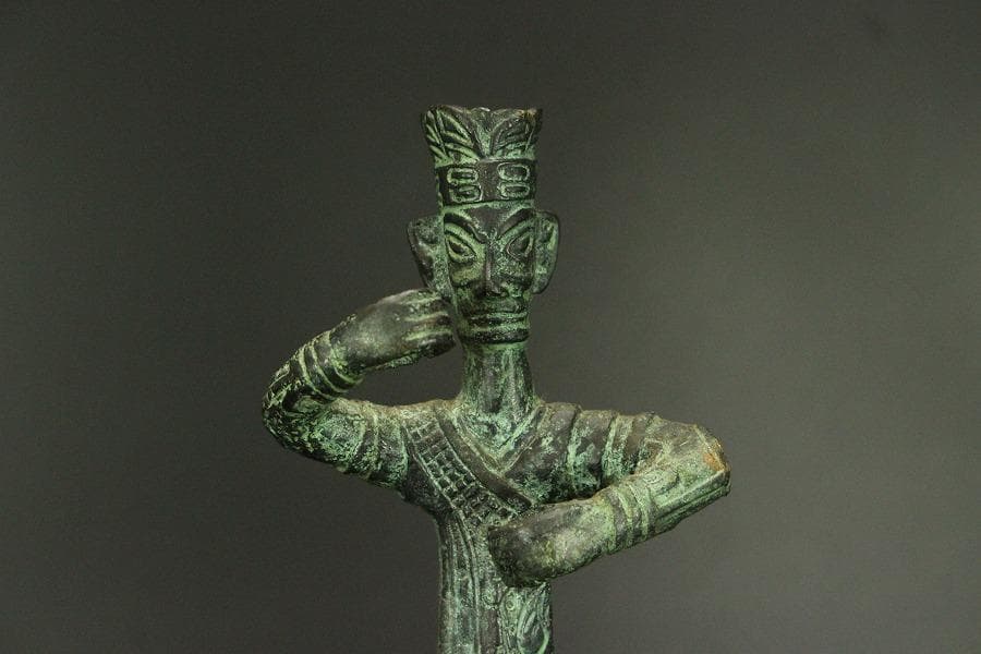 中国美術 青銅 人物 置物(A450)