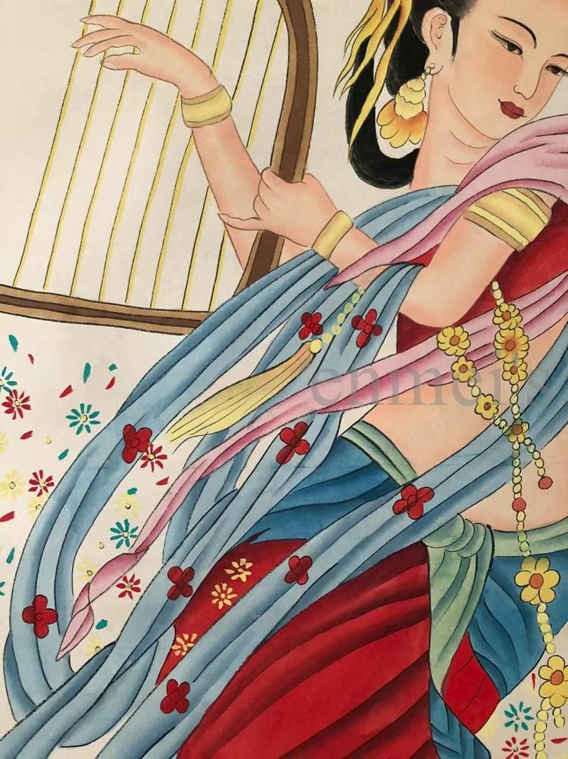 中国古美術・純手描き四尺人物掛軸・国画・張大千印款・宣紙・賞物・肉筆・文房置物