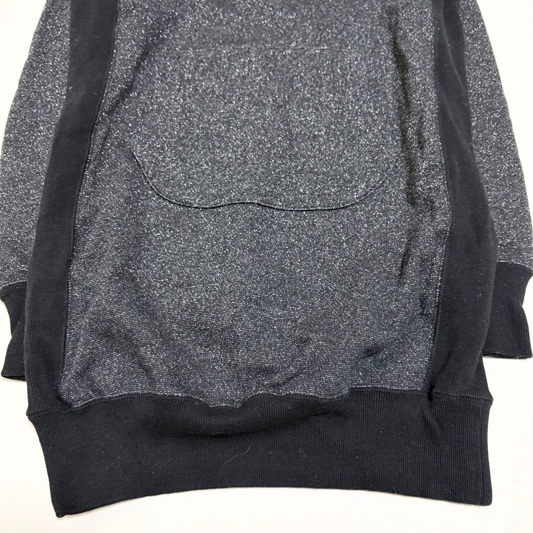 マークアンドロナ　パーカー　ロング　ラメ　グレー　　ブラック　ロゴ　M