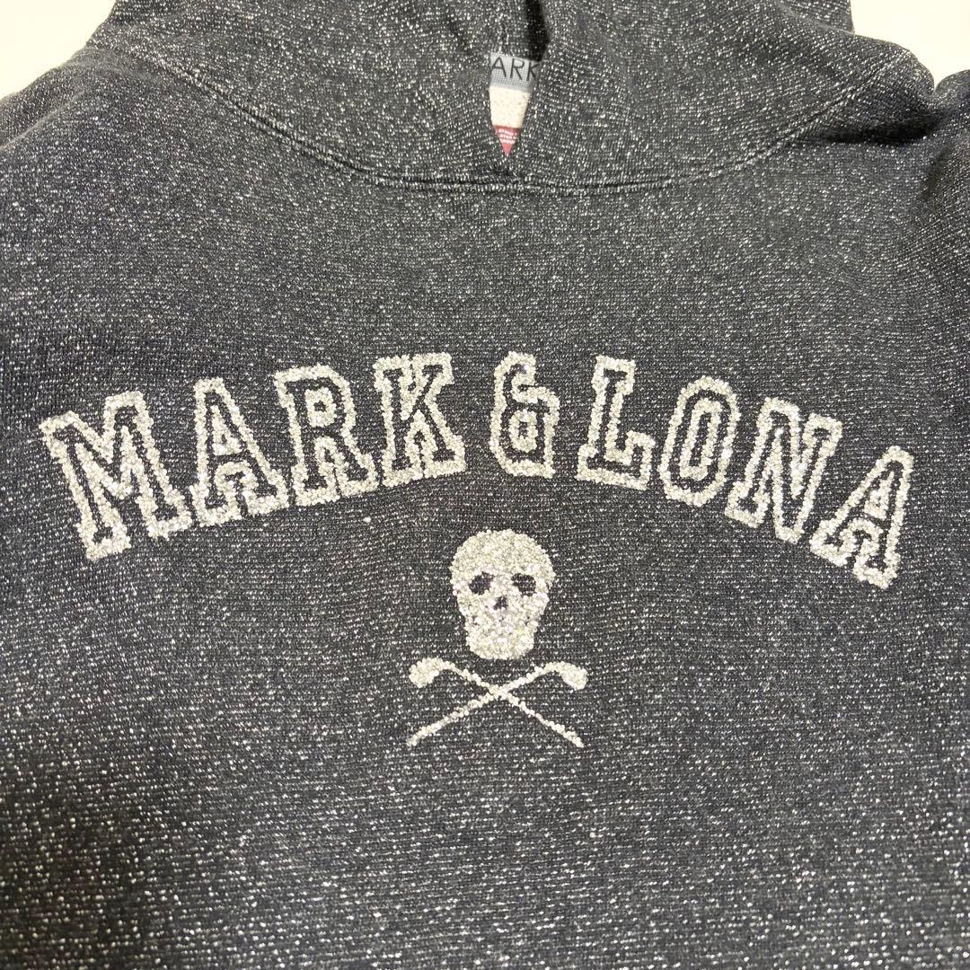 マークアンドロナ　パーカー　ロング　ラメ　グレー　　ブラック　ロゴ　M