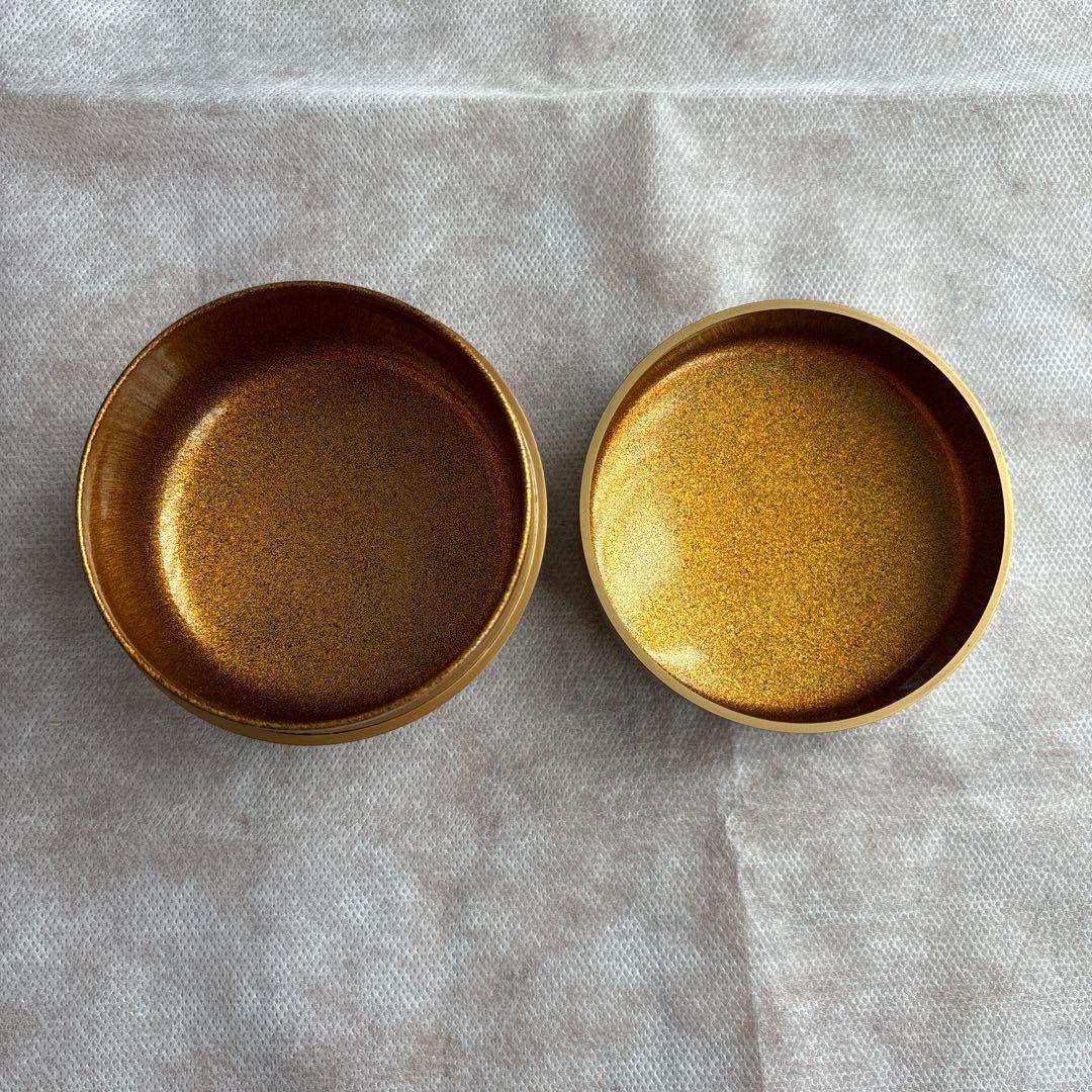 茶道具　扇面蒔絵　棗　金色