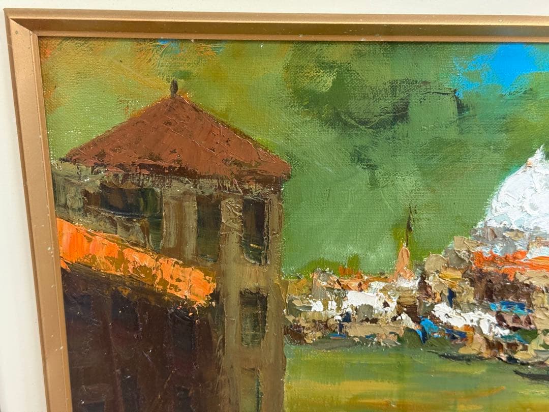 真作 渡辺ひでき ベニス F6号 油彩油絵 直筆サイン