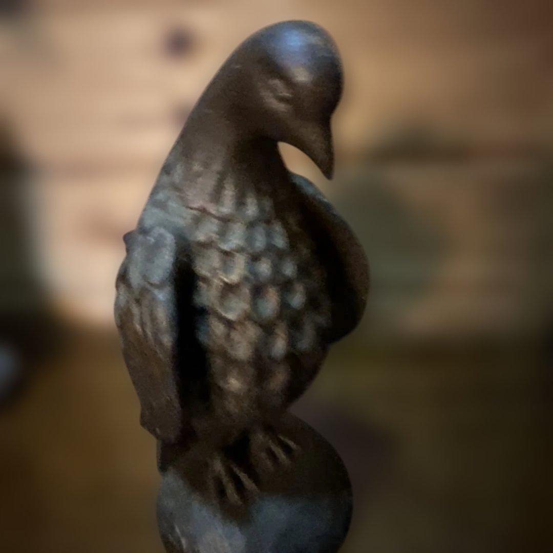 ヴィンテージ　木製 鳥の彫刻 ダークブラウン