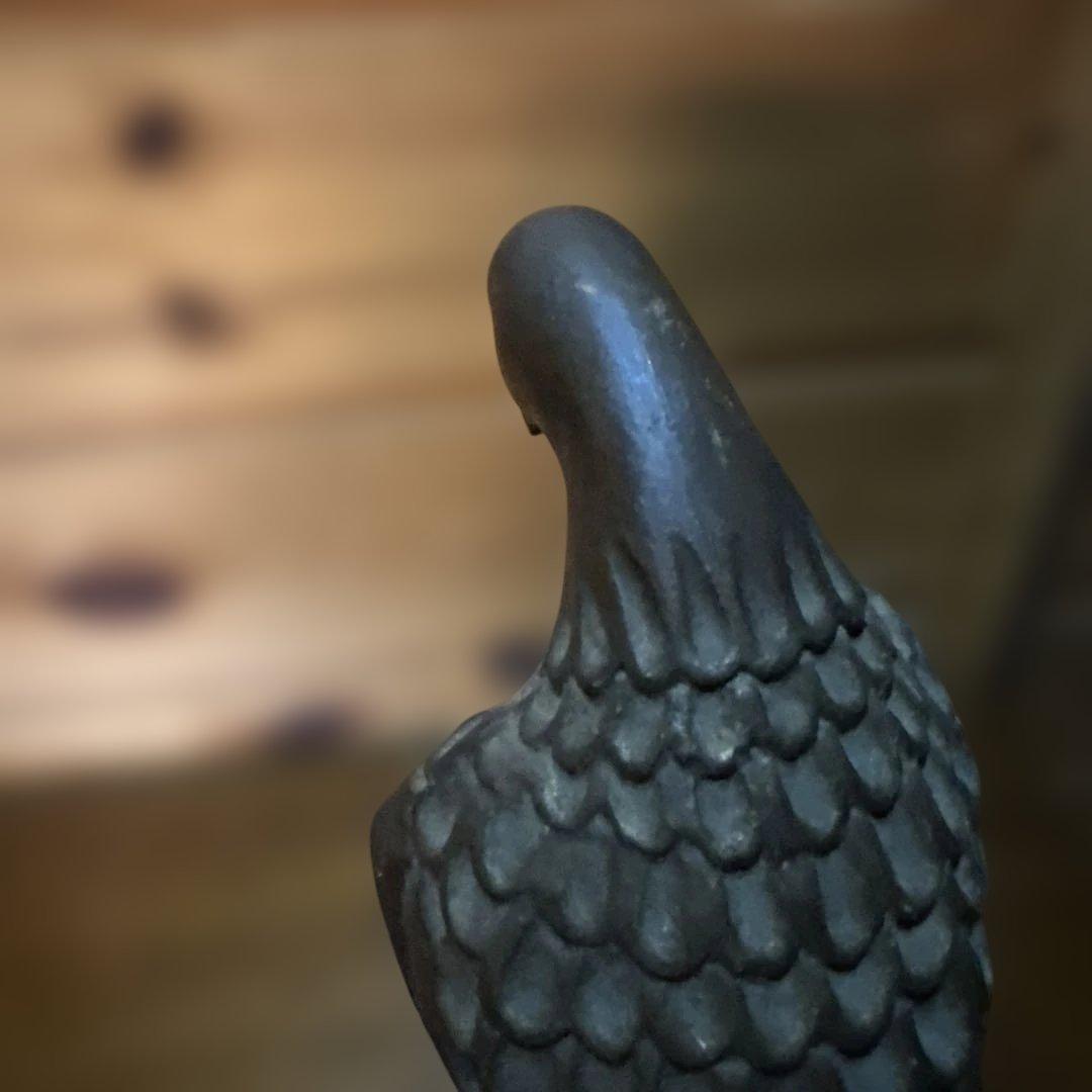 ヴィンテージ　木製 鳥の彫刻 ダークブラウン