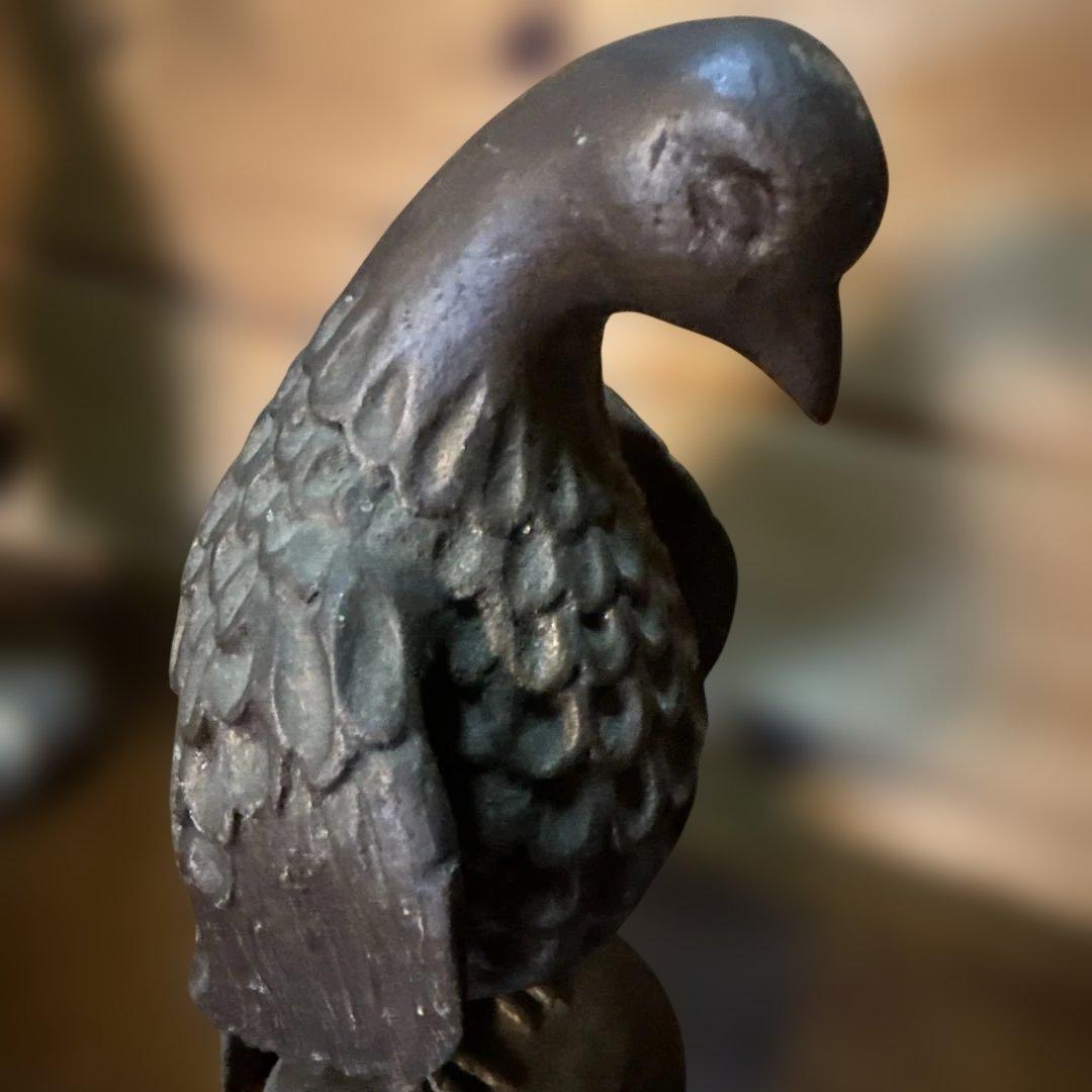 ヴィンテージ　木製 鳥の彫刻 ダークブラウン