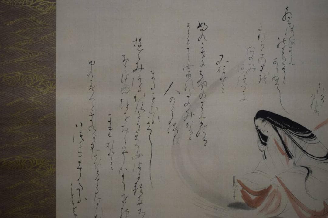 複製/吉川霊華/伊勢物語/桐箱二重箱付/工芸/布袋屋掛軸HE-498