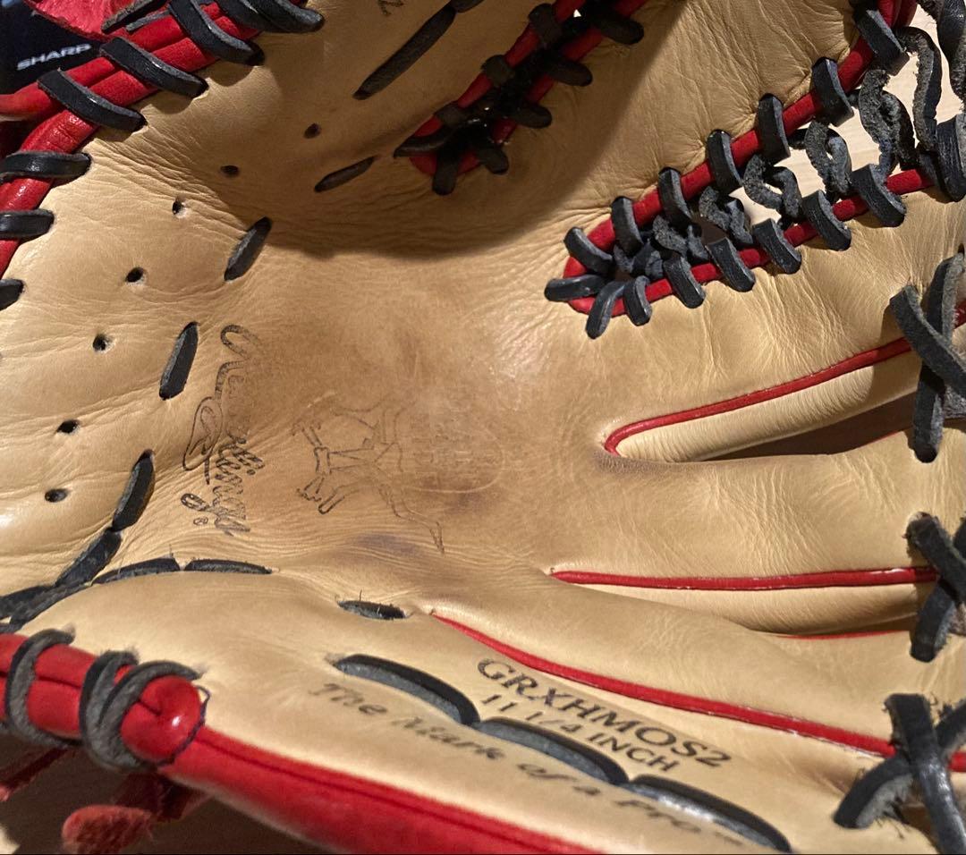 Rawlings GRXHMOS2 軟式グローブ ベージュ/赤
