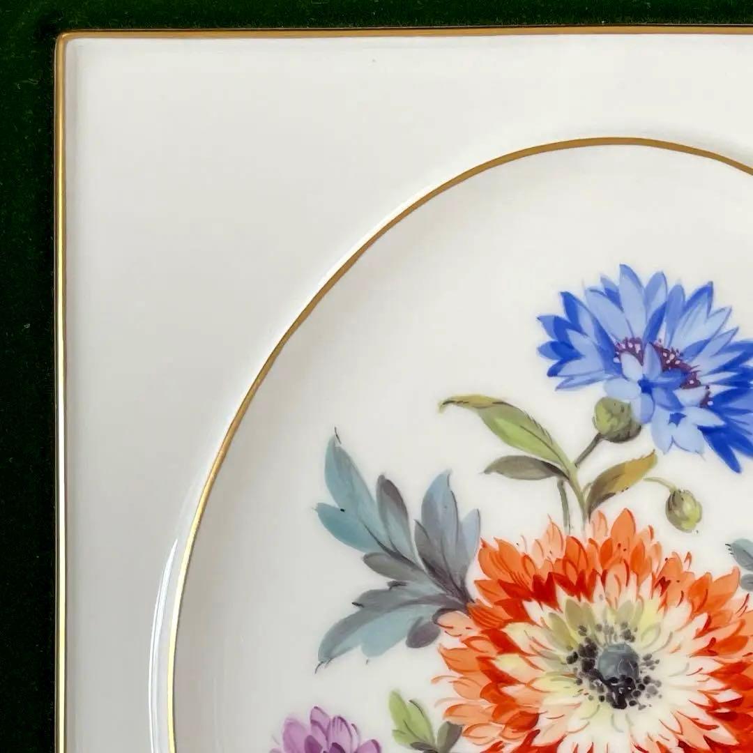 ＊額装五つ花＊額装３４cm×３１cm・画１８cm×１５cm・Meissen・美品