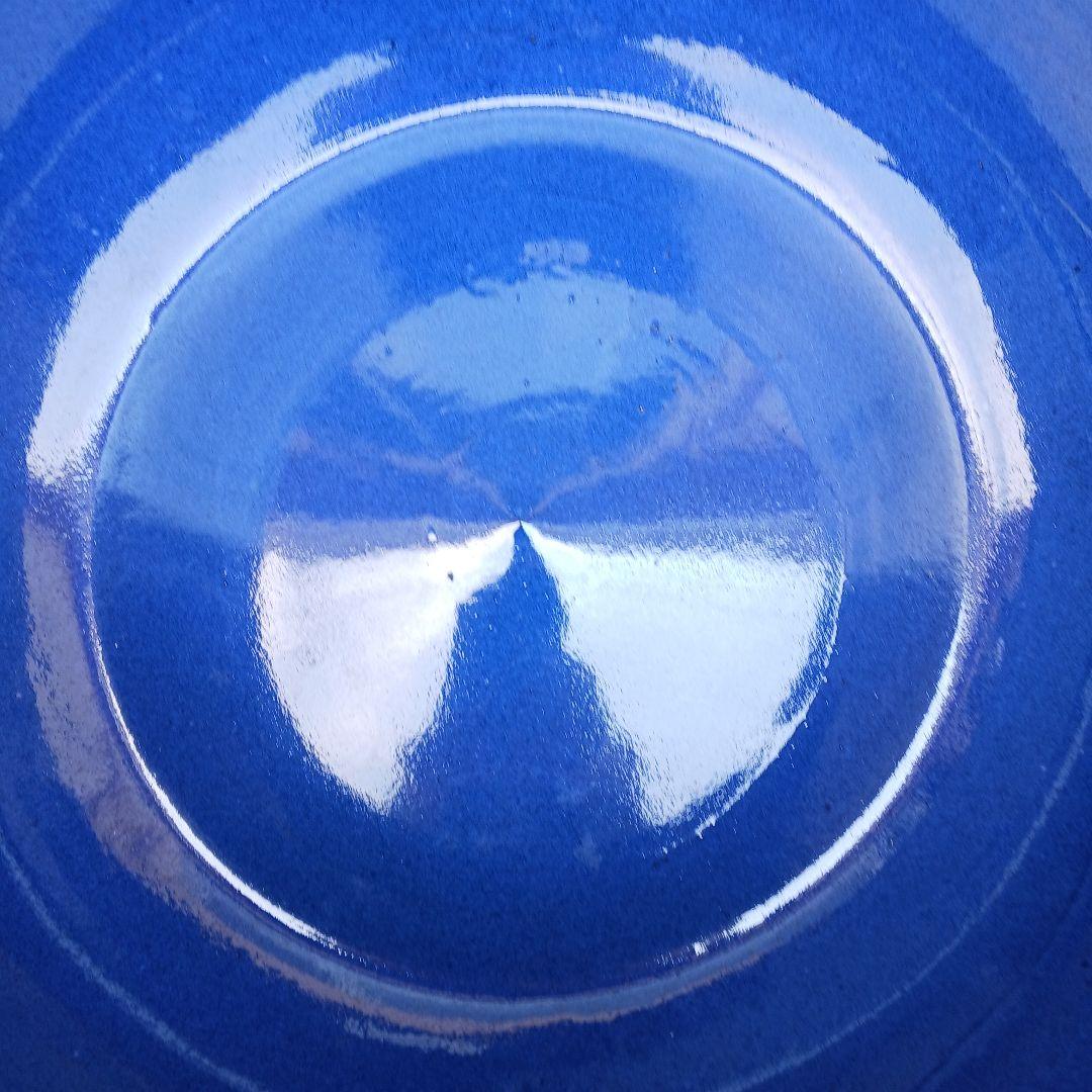 新品　∅50特大　陶器　睡蓮鉢　手造り　メダカ鉢　難有　ラピスブルー　青　LDB