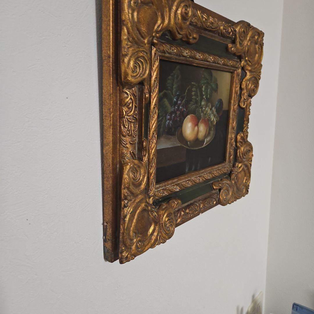 果物の静物画 金色フレーム付き肉筆です作者不明