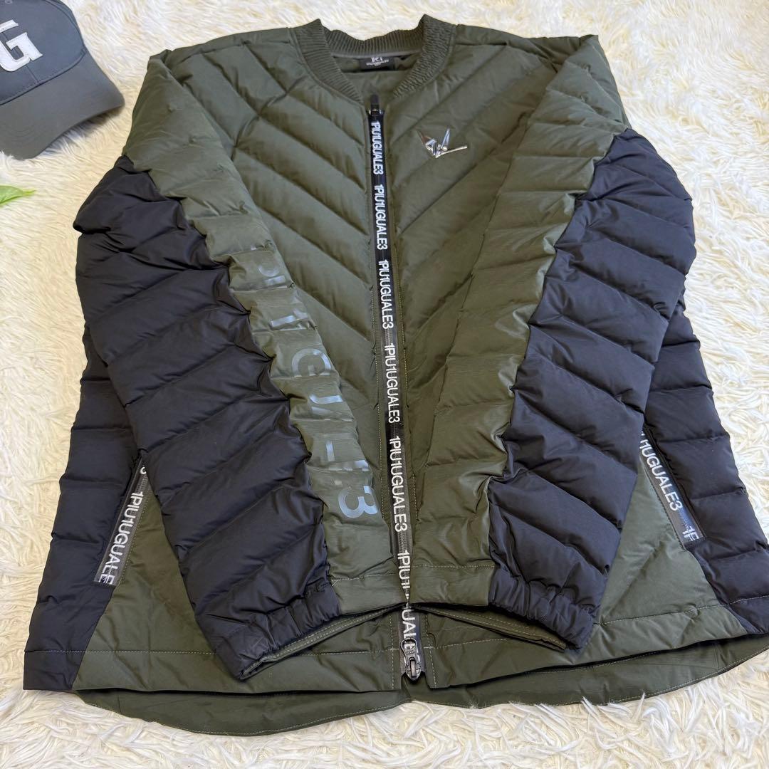 【1PIU1UGUALE3 GOLF】極美品✨ダウンジャケット ロゴ カーキ Ⅶ