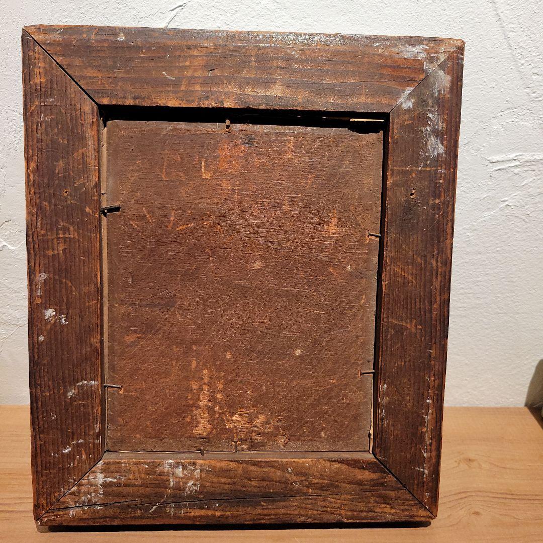 古い　フランスの挿し絵　木製額入り