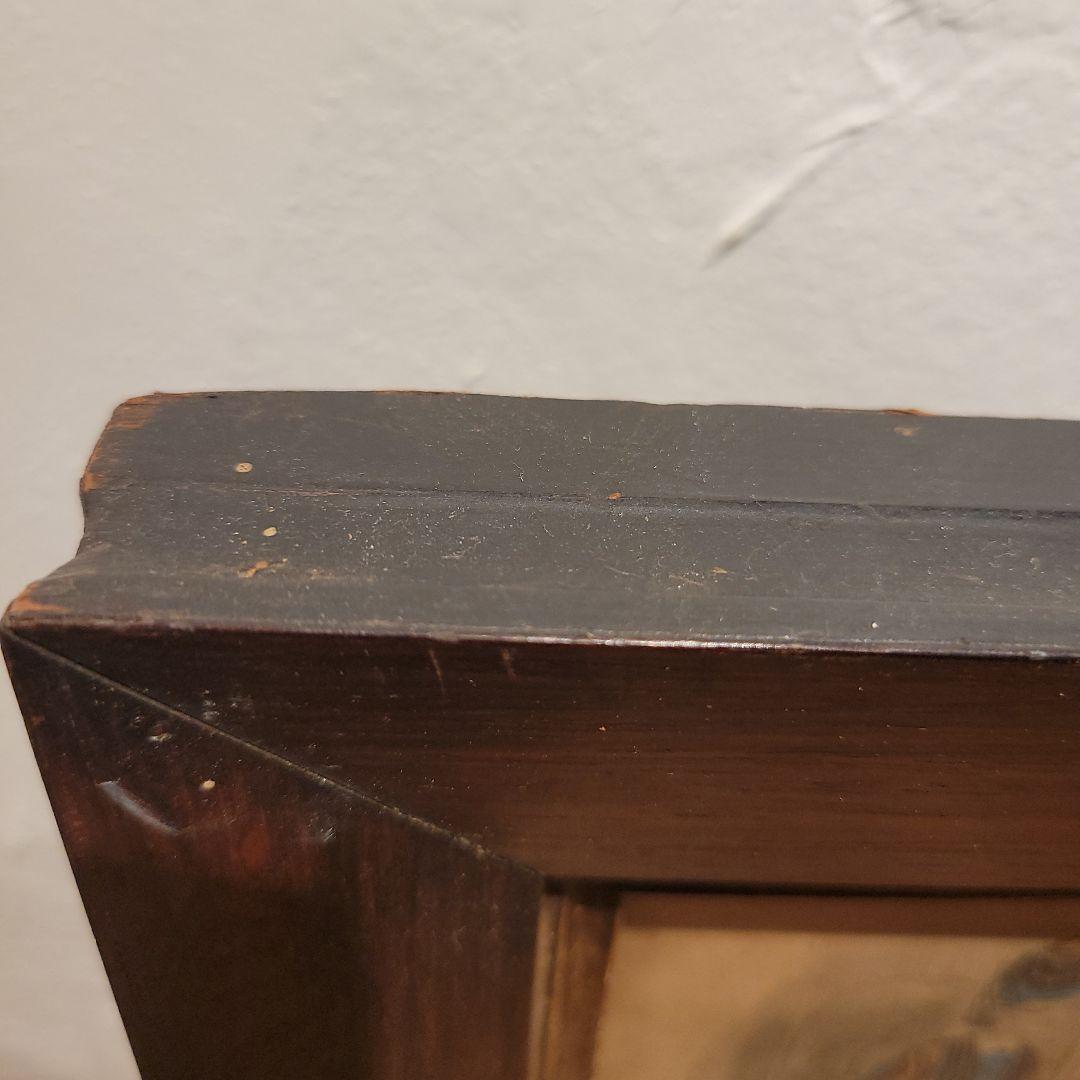 古い　フランスの挿し絵　木製額入り