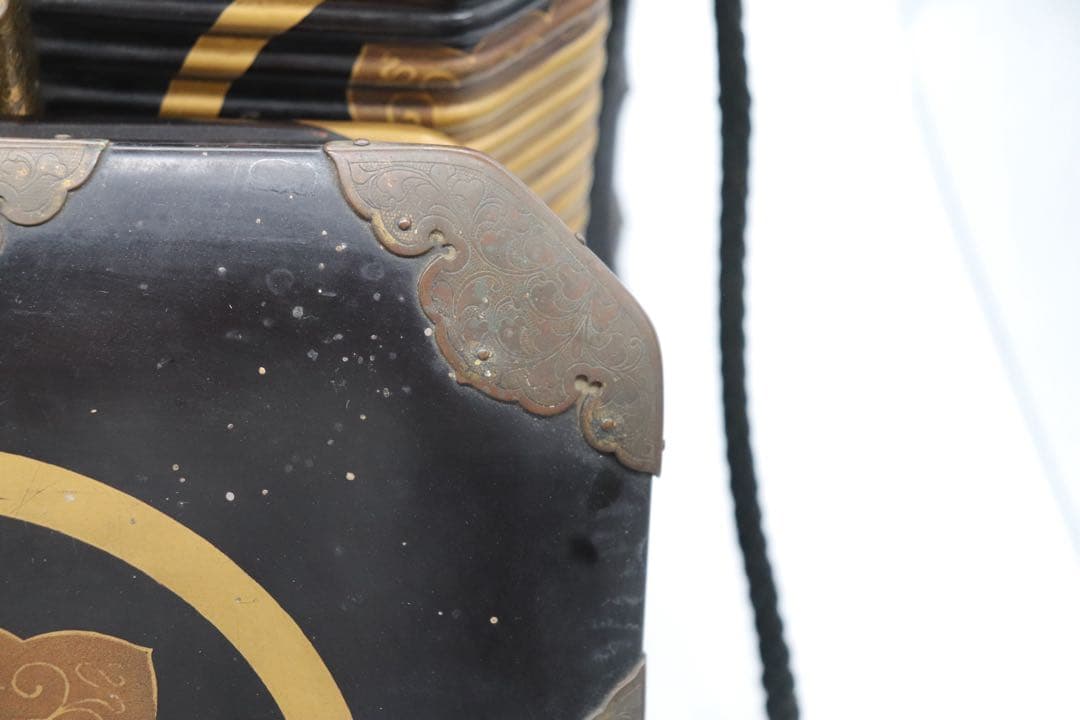 明治期　輪島塗　兜箱　蒔絵　木製　送料込み250510