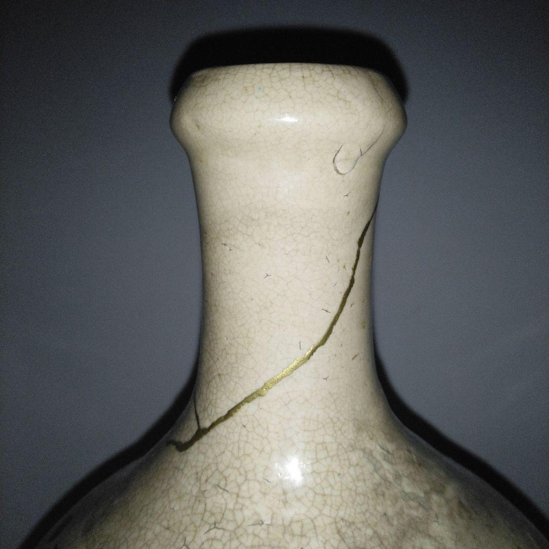 NO610 相馬焼　古相馬　徳利　馬絵　文字入り　補修アリ