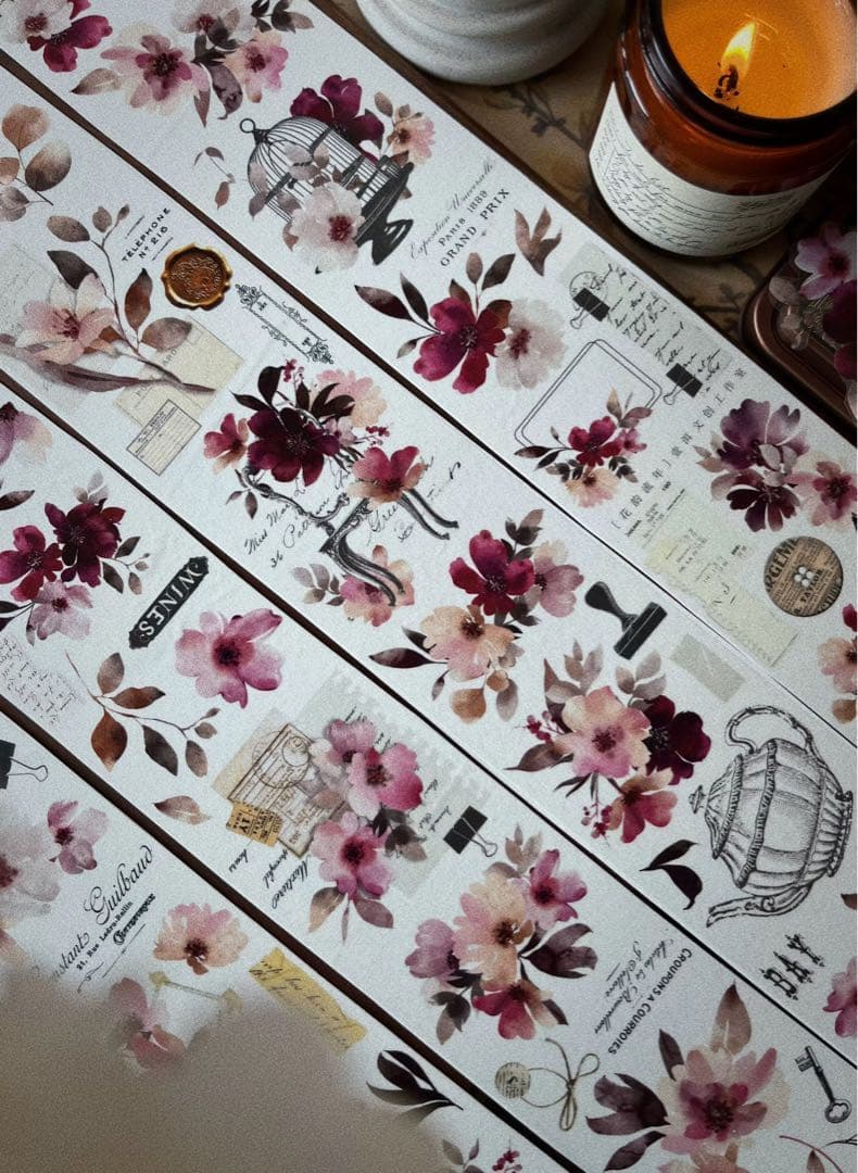 ⭐️SALE⭐️ 壹洱原创《花韵流年》海外マスキングテープ　マステ 【2156】