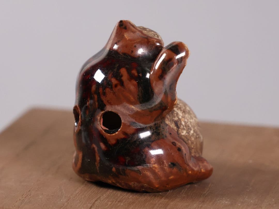 時代 砥部焼 向井和平 狸 根付 提げ物 陶芸 土人形【MB110】