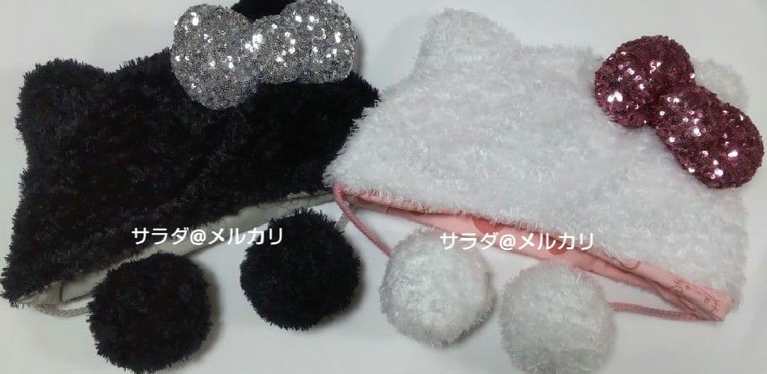 美品　ユニバーサル・スタジオ・ジャパン　usj　帽子　キティ　白　黒　ペア