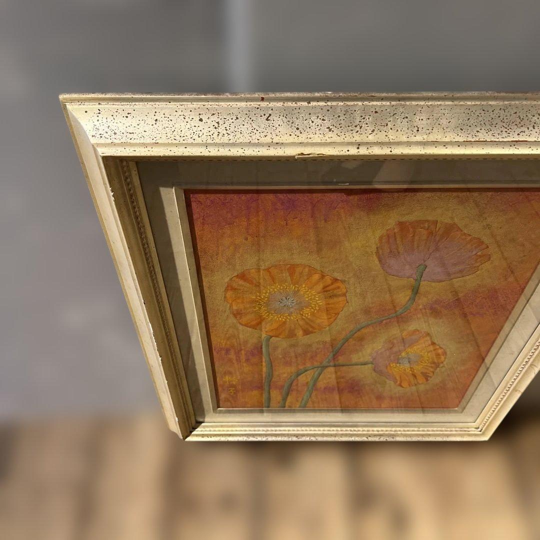 「ポピー」 額装 悦子 額縁入り 水彩画　壁掛け　インテリア　コレクション