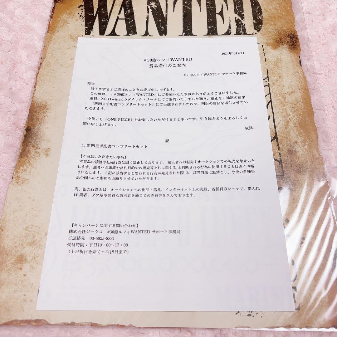 ONEPIECE 30億ルフィWANTED 新四皇手配書コンプリートセット