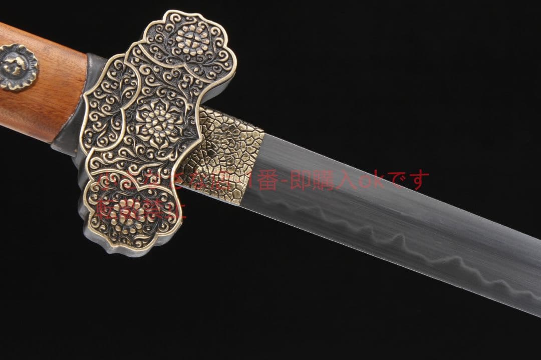 盛世唐横刀銅彫紫荊花 古兵器 武具 刀装具 日本刀 模造刀 居合刀