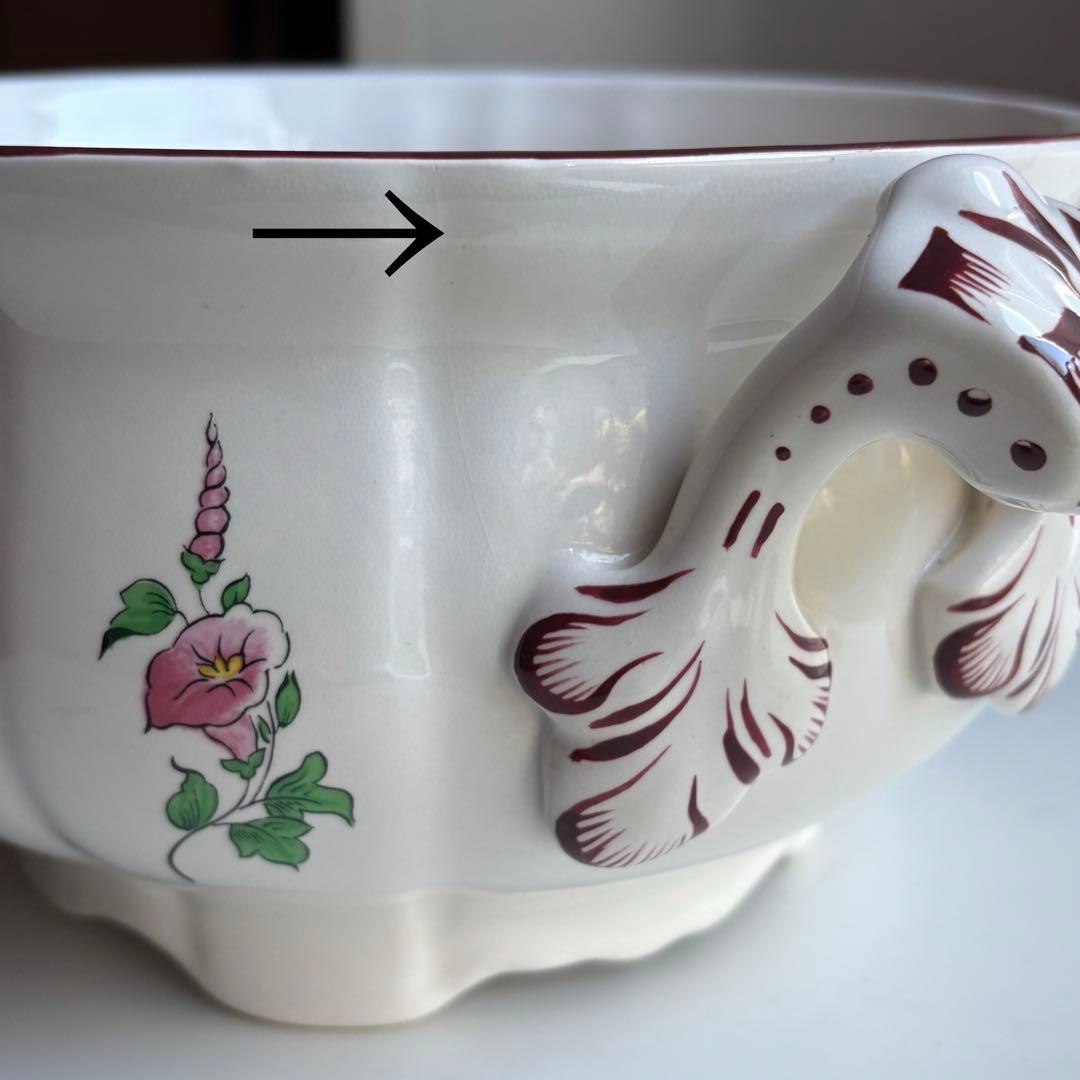 フランス アンティーク リュネヴィル K&G スーピエール 蓋付ボウル 花柄