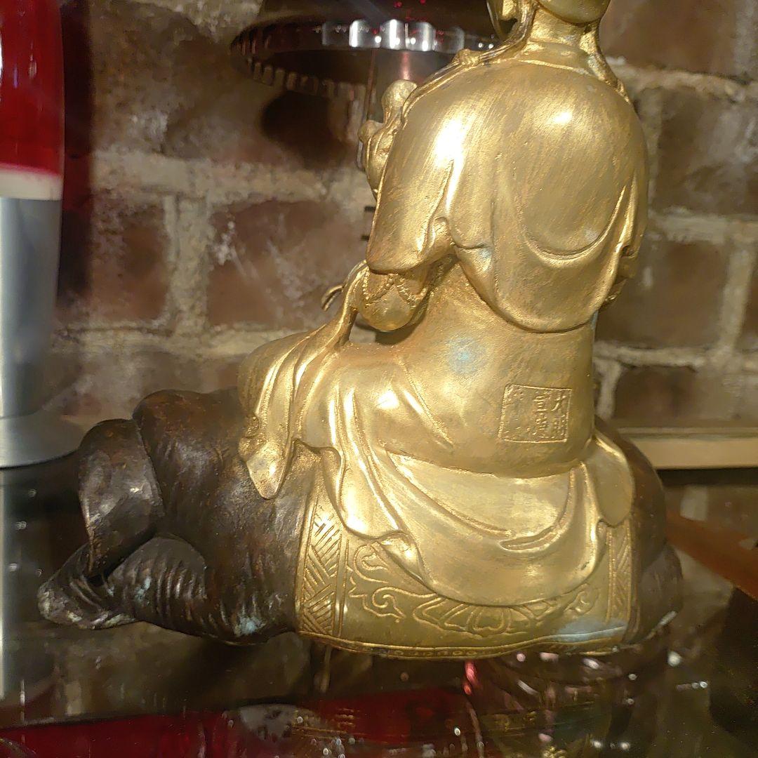 大明宣徳年製　普賢菩薩　アンティーク　仏像　　美術品　3200ｇ