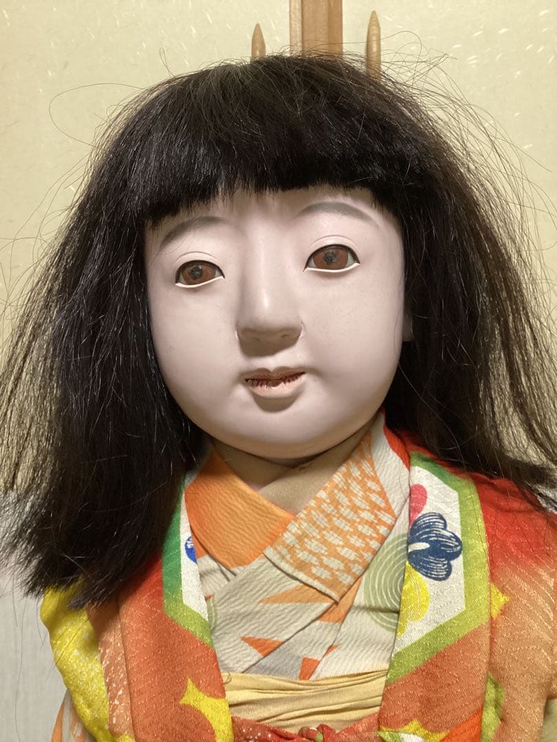 市松人形 74cm 花月斎？　石黒製作　綿入り着物　抱き人形　吹子付き