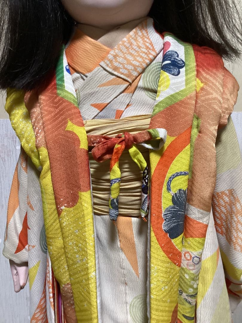 市松人形 74cm 花月斎？　石黒製作　綿入り着物　抱き人形　吹子付き