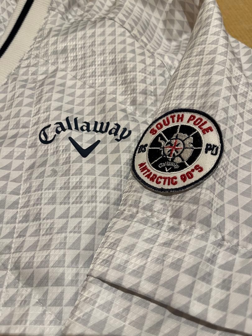 キャロウェイ 4WAY スニード ワッペン ホワイト×グレー プルオーバー L