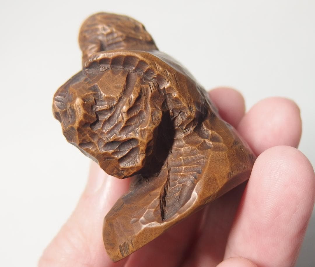 木彫義太夫置物/正次銘/置根付/提げ物