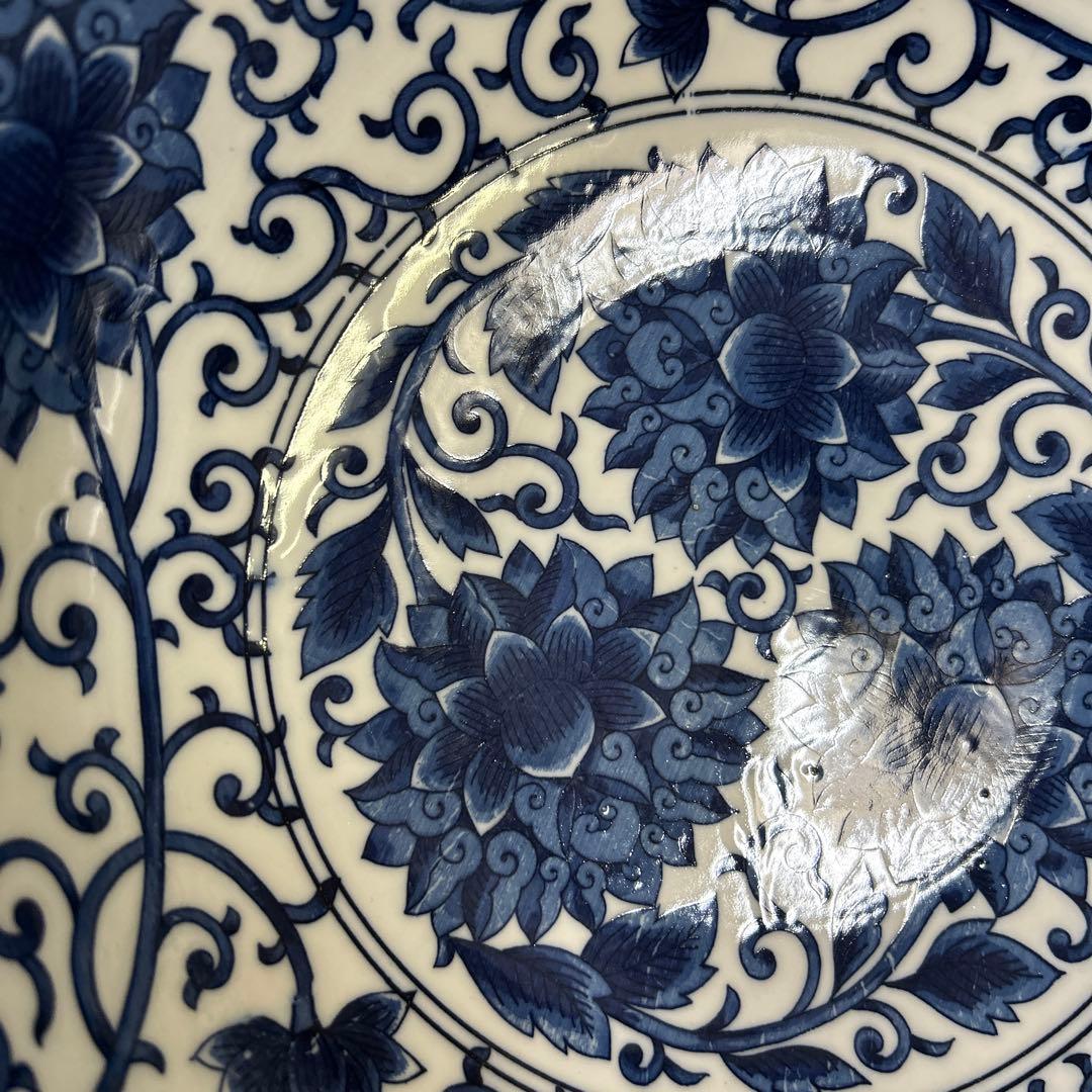 ★ 美品　大明嘉靖年製　青花　華唐草文　中国美術品　大鉢骨董品　アンティーク