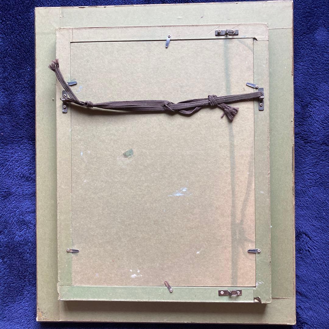 ＫKikuchi菊の花油絵静物画　額￼48.5×39.2×5絵33×23.5cm