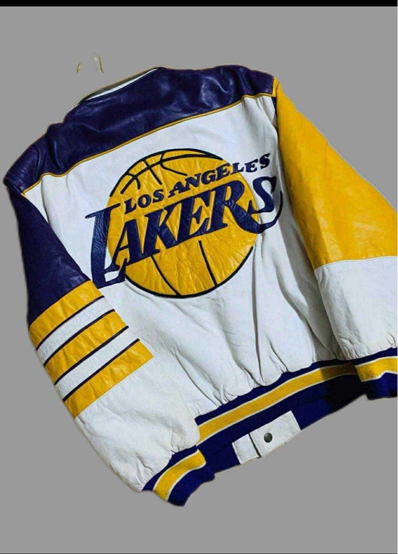 LAKERS ボンバージャケット ホワイト/パープル/イエロー