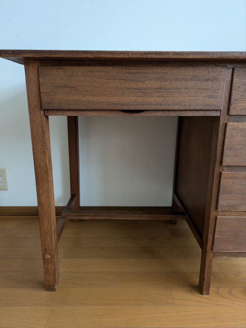 昭和レトロ古い机　木製デスク 片袖机　ヴィンテージ