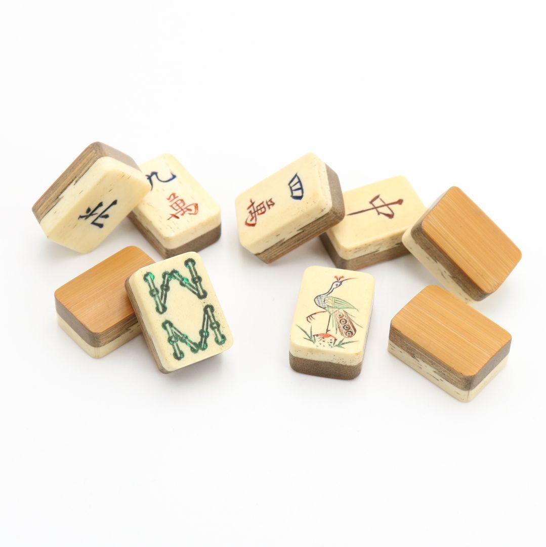 中国 麻雀牌 竹嵌 背竹牌 骨牌　SL466　DK1