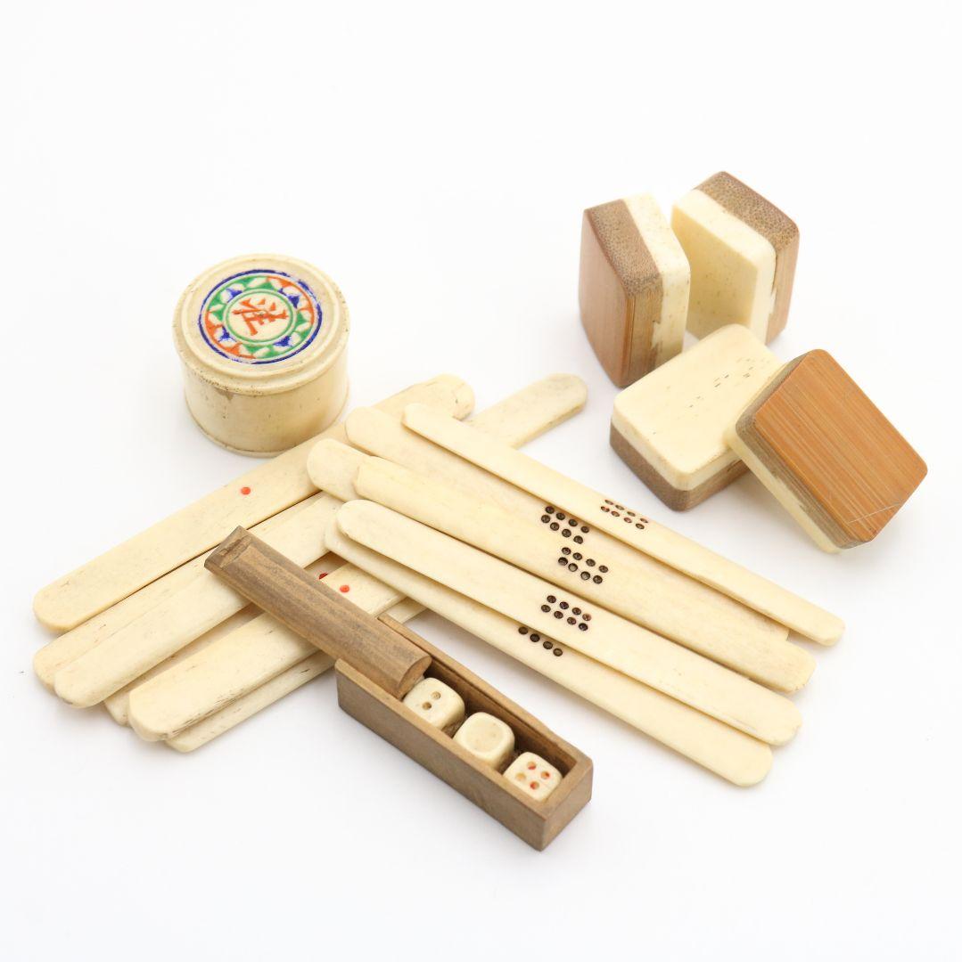 中国 麻雀牌 竹嵌 背竹牌 骨牌　SL466　DK1