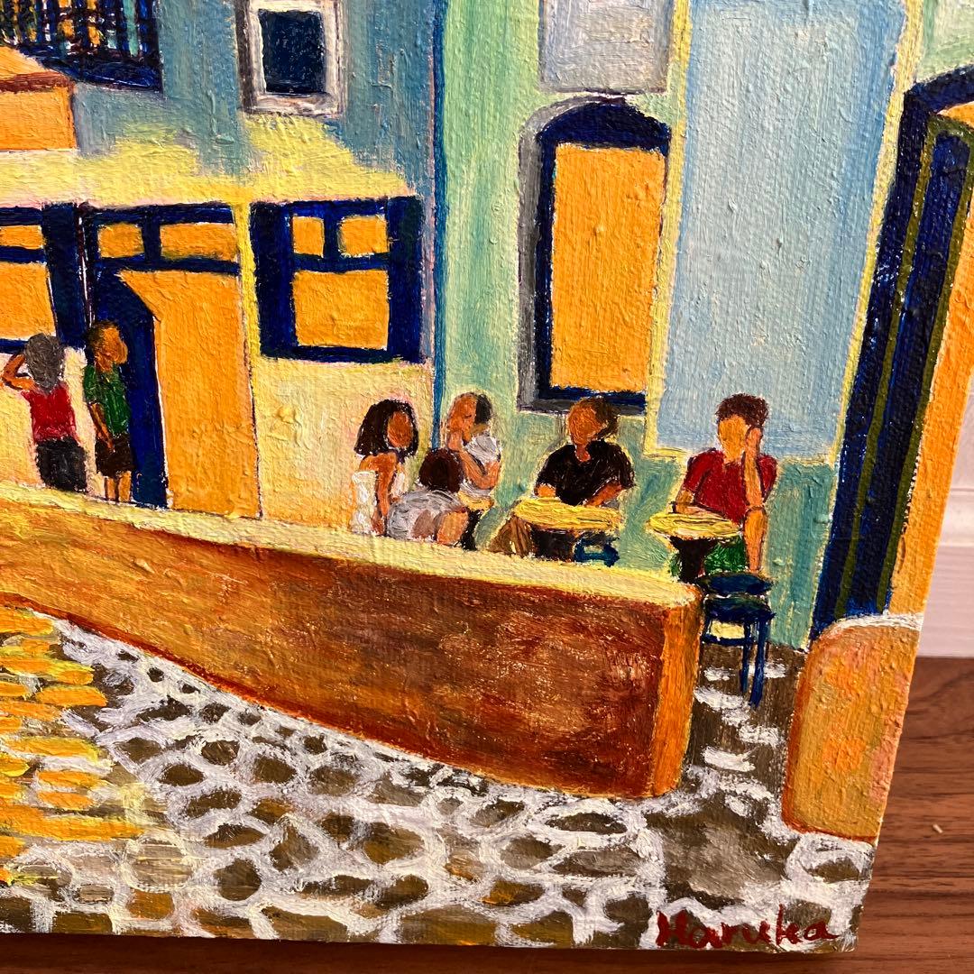 絵画　風景画　油絵　夜の街2 キャンバス