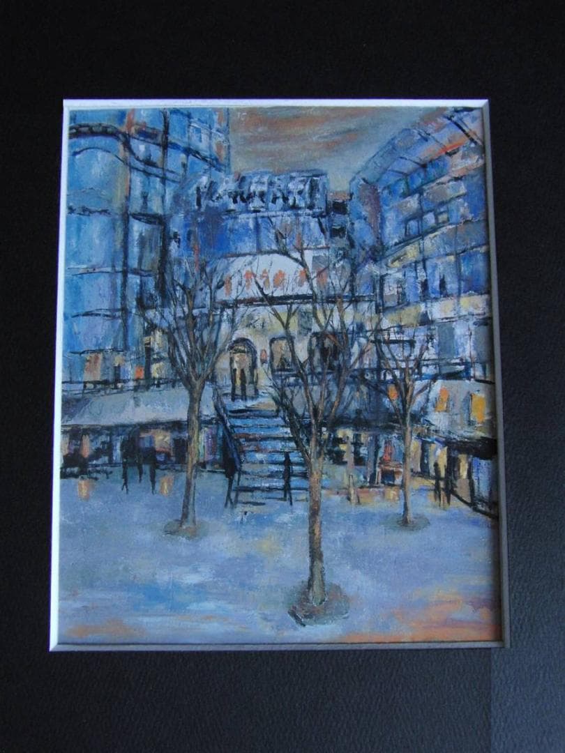 井上禧美子、【たそがれの街】、希少な額装用画集より、新品額装付