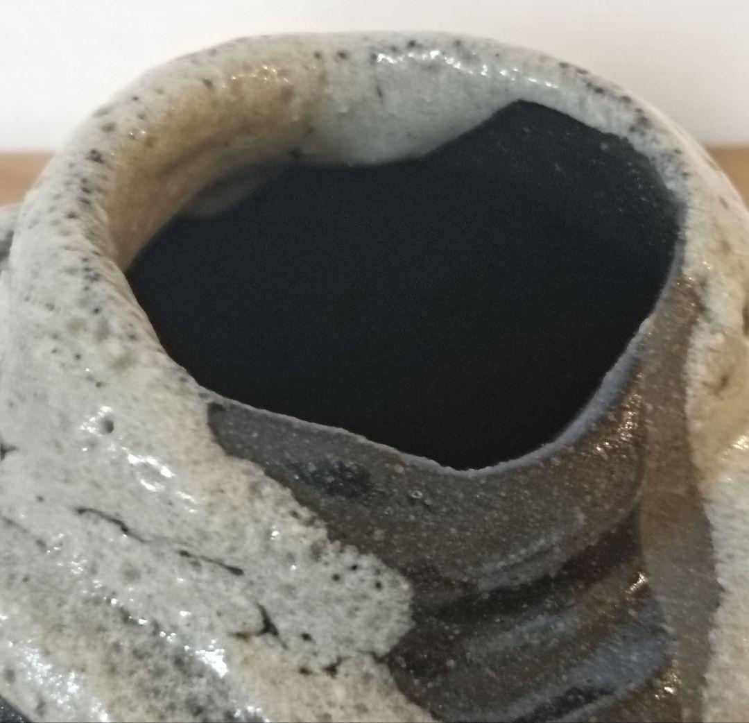 人間国宝　清水卯一作　蓬莱掛分白流花入　最上位作　花入