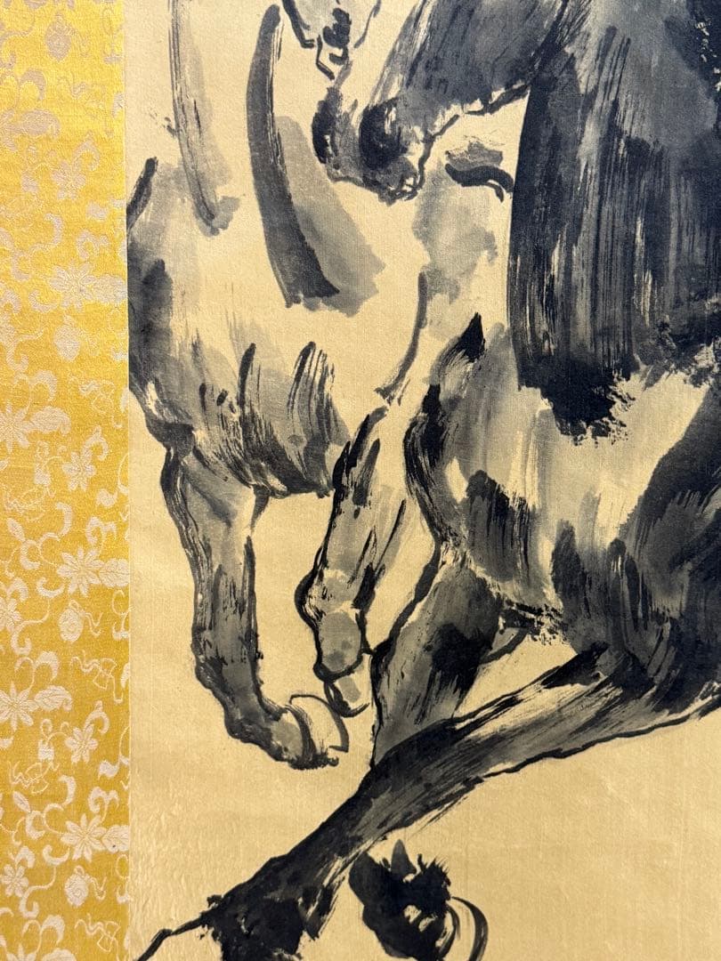 白石居士　馬　絹本肉筆　掛軸　中国　送料込み250824