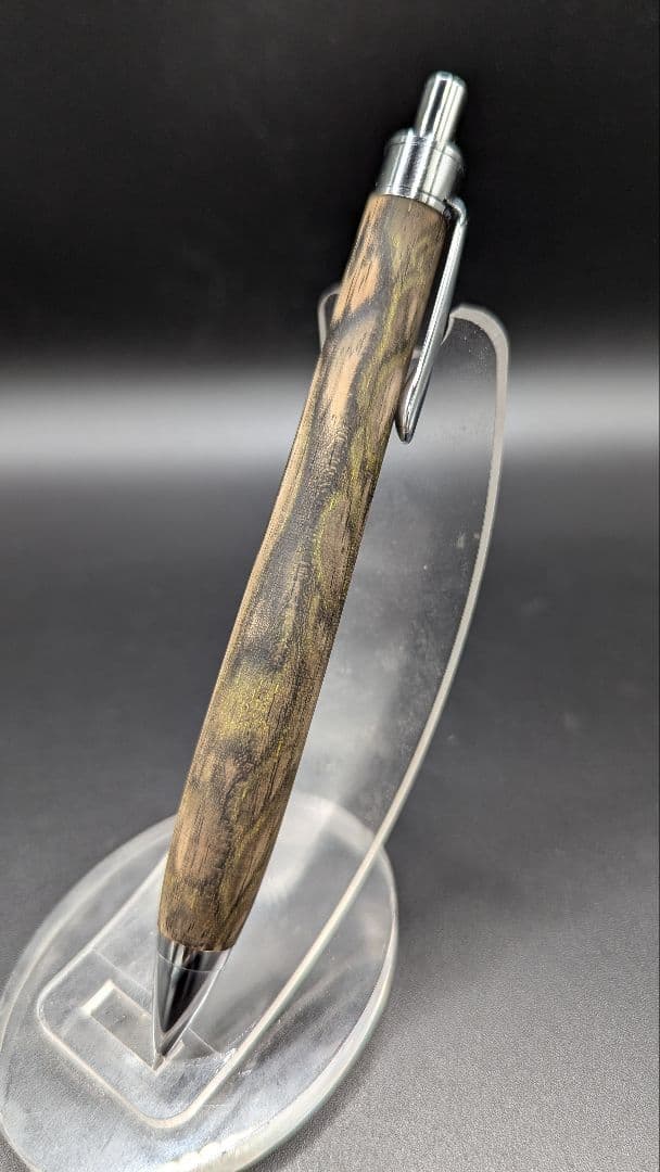 356ペン工房翌檜　特上　黒柿　緑孔雀杢　木軸シャーペン　ボールペン