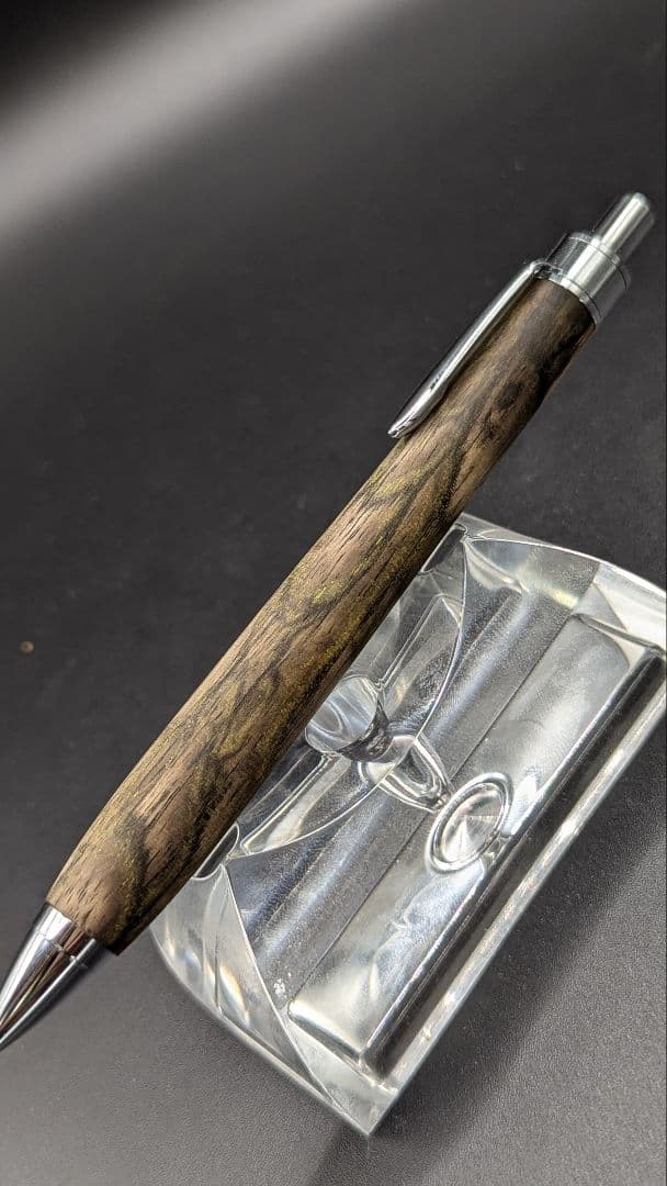 356ペン工房翌檜　特上　黒柿　緑孔雀杢　木軸シャーペン　ボールペン