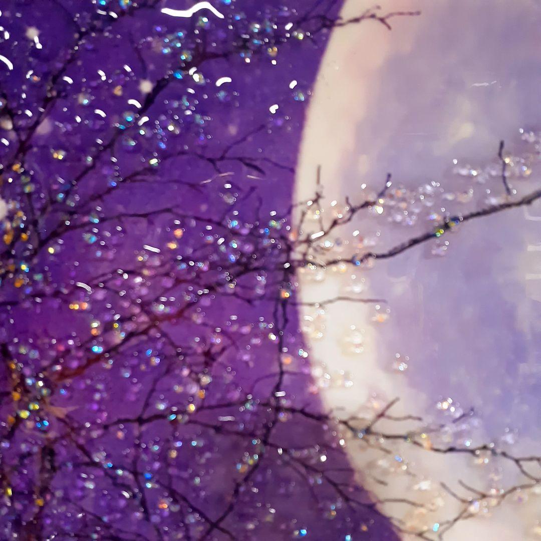 輸入雑貨　天然石　『星空満月』　風景画　水晶石　クリスタル　フレーム付き