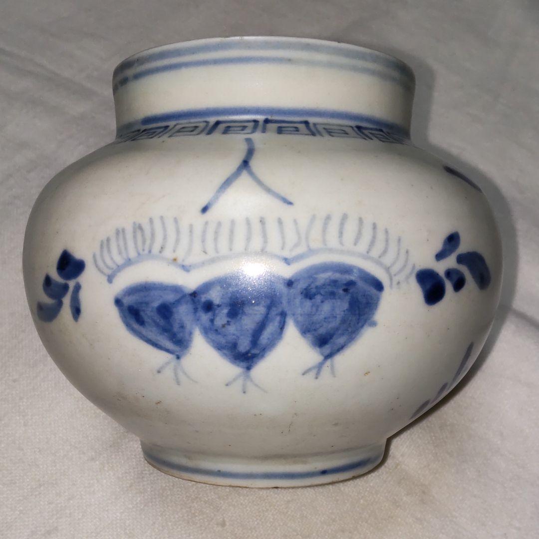 広州官窯李朝染付栗文小丸壺